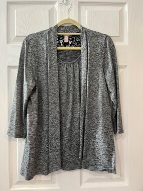 White stag heathered Gray Open Front Cardigan Set